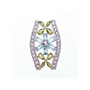 925 STERLING SILVER AMETHYST, BLUE SPINEL & PERIDOT PENDANT