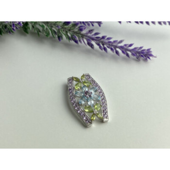 925 STERLING SILVER AMETHYST, BLUE SPINEL & PERIDOT PENDANT