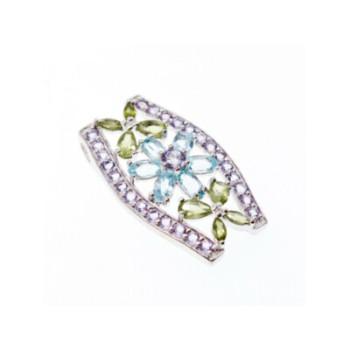 925 STERLING SILVER AMETHYST, BLUE SPINEL & PERIDOT PENDANT