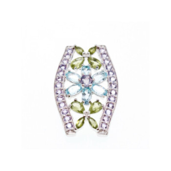 925 STERLING SILVER AMETHYST, BLUE SPINEL & PERIDOT PENDANT