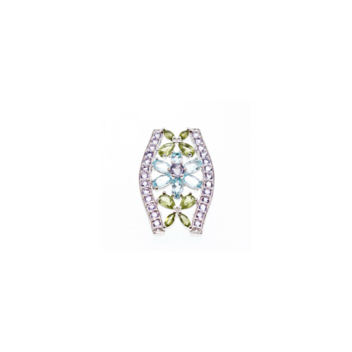 925 STERLING SILVER AMETHYST, BLUE SPINEL & PERIDOT PENDANT