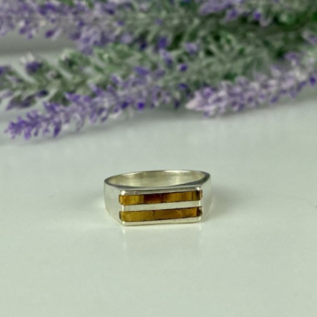 925 Sterling Silver Jasper Signet Ring Size 6.5