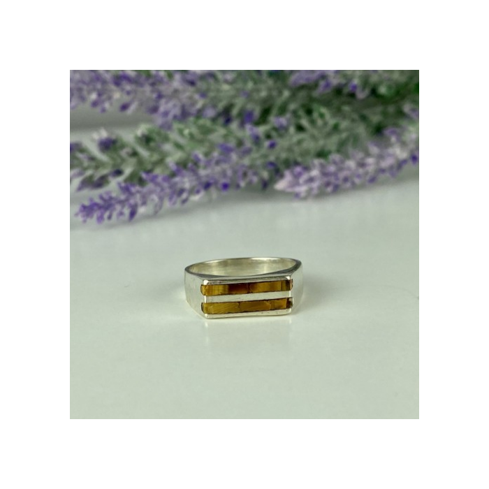 925 Sterling Silver Jasper Signet Ring Size 6.5