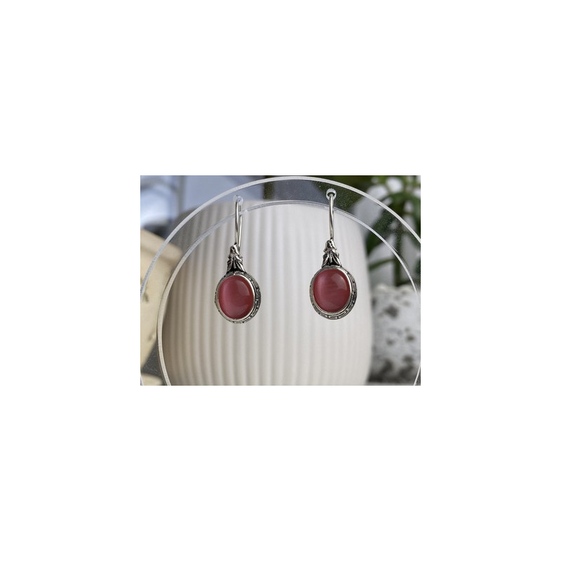 Vintage 925 Sterling Silver Agate Earrings