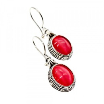 Vintage 925 Sterling Silver Agate Earrings