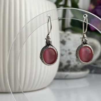 Vintage 925 Sterling Silver Agate Earrings