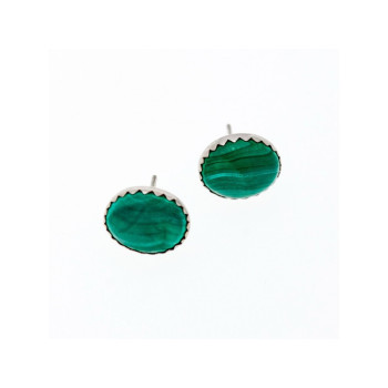 925 Sterling Silver Malachite Stud Earrings