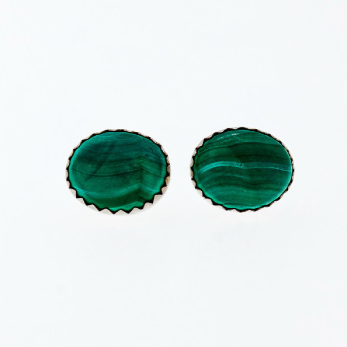 925 Sterling Silver Malachite Stud Earrings