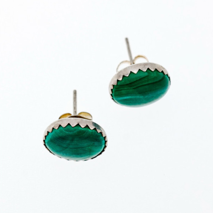925 Sterling Silver Malachite Stud Earrings