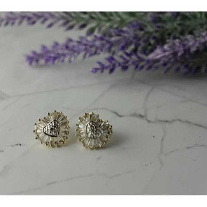 925 Sterling Silver Gold Plated CZ 