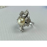 925 Sterling Silver Pearl & CZ Ring Size 6