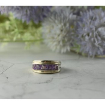 925 Sterling Silver Purple Tourmaline Ring Size 7
