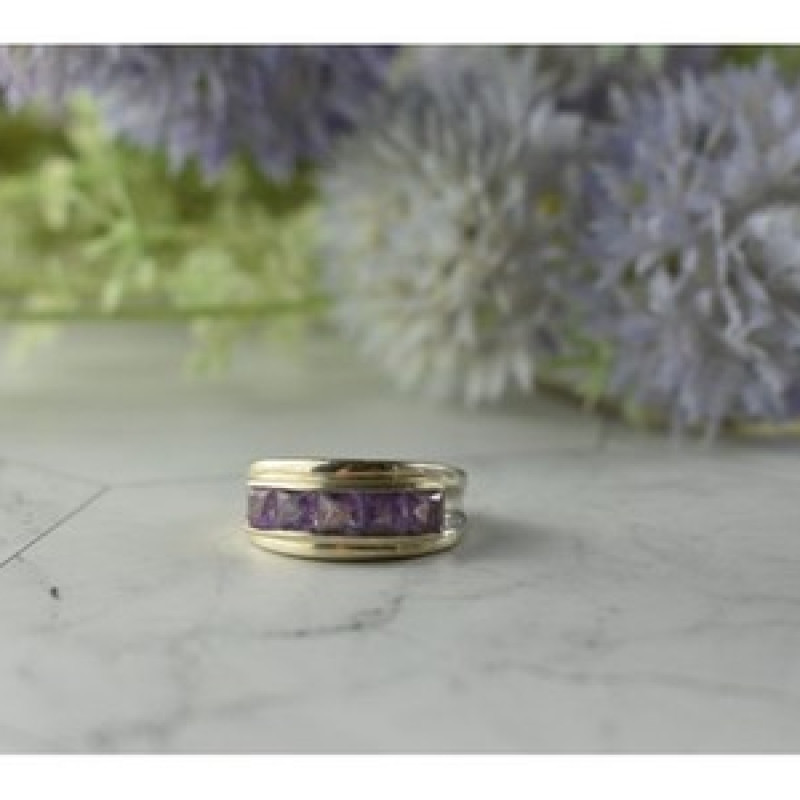 925 Sterling Silver Purple Tourmaline Ring Size 7