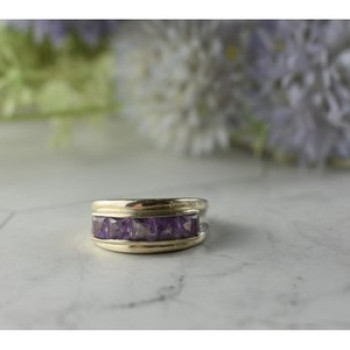 925 Sterling Silver Purple Tourmaline Ring Size 7