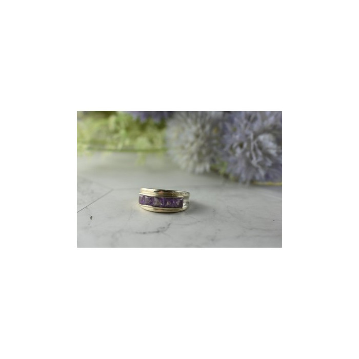 925 Sterling Silver Purple Tourmaline Ring Size 7