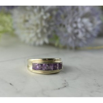 925 Sterling Silver Purple Tourmaline Ring Size 7