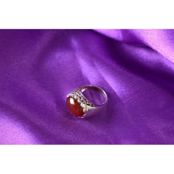 925 Sterling Silver Carnelian Ring Size 6.5