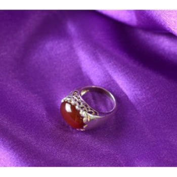 925 Sterling Silver Carnelian Ring Size 6.5