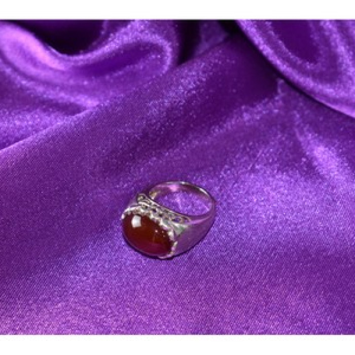 925 Sterling Silver Carnelian Ring Size 6.5