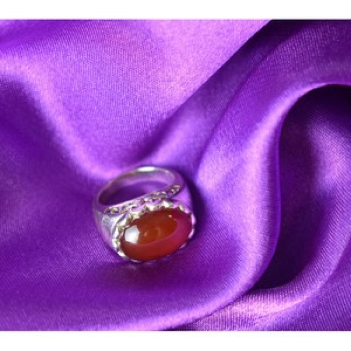 925 Sterling Silver Carnelian Ring Size 6.5