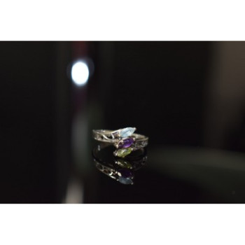 925 Sterling Silver Topaz, Amethyst & Peridot Ring Size 7