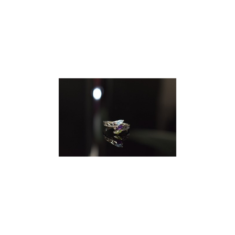 925 Sterling Silver Topaz, Amethyst & Peridot Ring Size 7
