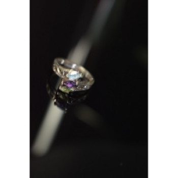 925 Sterling Silver Topaz, Amethyst & Peridot Ring Size 7