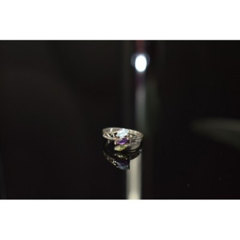 925 Sterling Silver Topaz, Amethyst & Peridot Ring Size 7