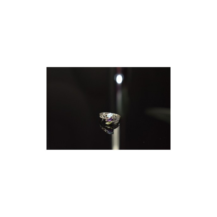 925 Sterling Silver Topaz, Amethyst & Peridot Ring Size 7