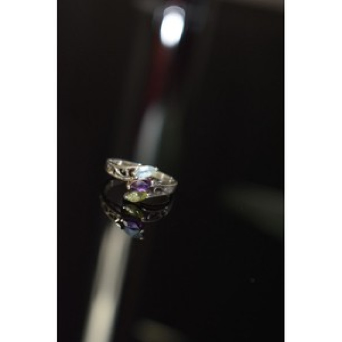 925 Sterling Silver Topaz, Amethyst & Peridot Ring Size 7