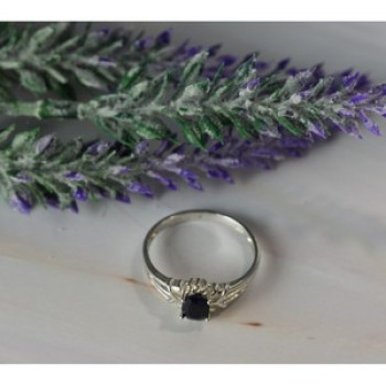 925 Sterling Silver Black Spinel Ring Size 10.25
