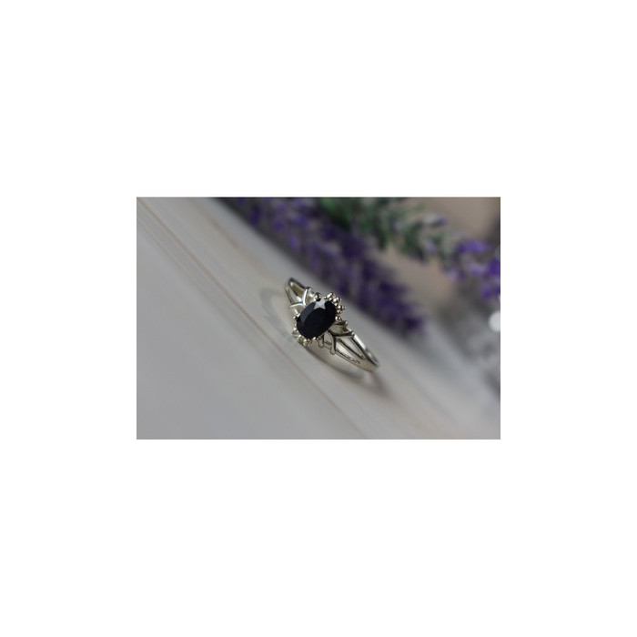 925 Sterling Silver Black Spinel Ring Size 10.25
