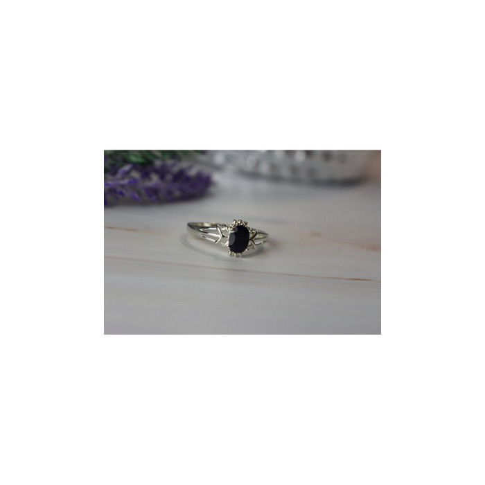 925 Sterling Silver Black Spinel Ring Size 10.25
