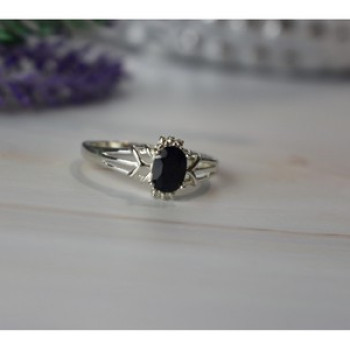 925 Sterling Silver Black Spinel Ring Size 10.25