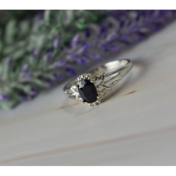 925 Sterling Silver Black Spinel Ring Size 10.25