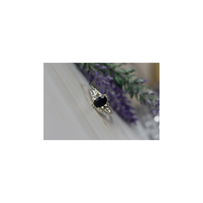 925 Sterling Silver Black Spinel Ring Size 10.25