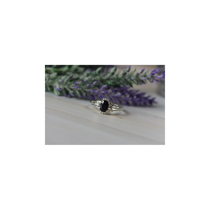 925 Sterling Silver Black Spinel Ring Size 10.25