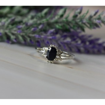 925 Sterling Silver Black Spinel Ring Size 10.25