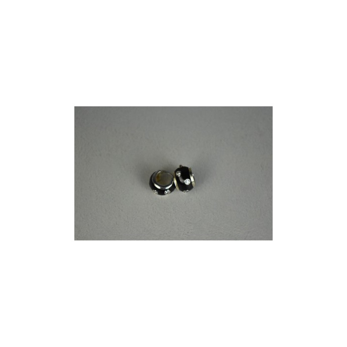 925 Sterling Silver Black Enamel & CZ Earrings