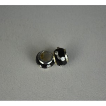 925 Sterling Silver Black Enamel & CZ Earrings