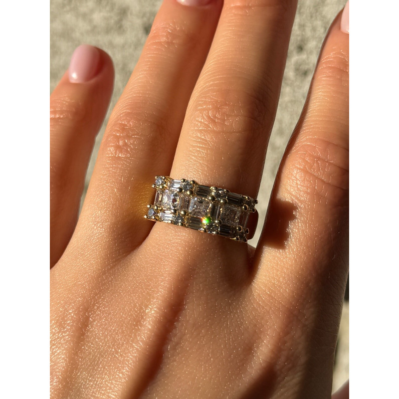 925 Sterling Silver Gold Plated CZ Ring Size 7