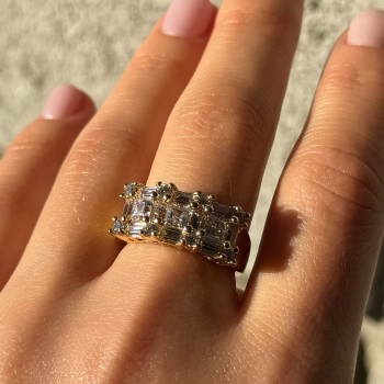 925 Sterling Silver Gold Plated CZ Ring Size 7