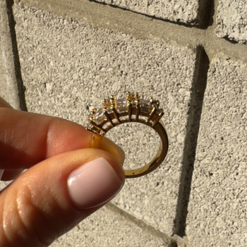 925 Sterling Silver Gold Plated CZ Ring Size 7