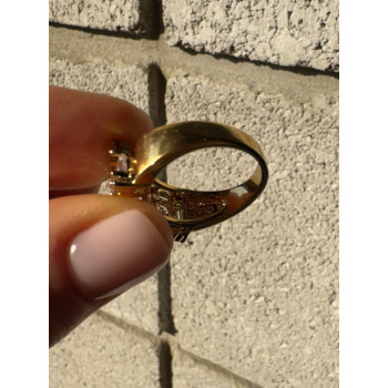 925 Sterling Silver Gold Plated CZ Ring Size 7