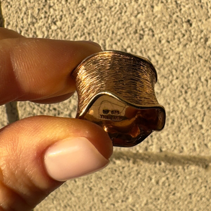 925 Sterling Silver Gold Plated Ring Size 6