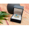 925 Sterling Silver Gold Plated Blue Topaz Ring Size 8
