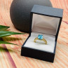 925 Sterling Silver Gold Plated Blue Topaz Ring Size 8