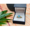 925 Sterling Silver Gold Plated Blue Topaz Ring Size 8