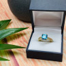 925 Sterling Silver Gold Plated Blue Topaz Ring Size 8