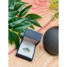 925 Sterling Silver Gold Plated Blue Topaz Ring Size 8